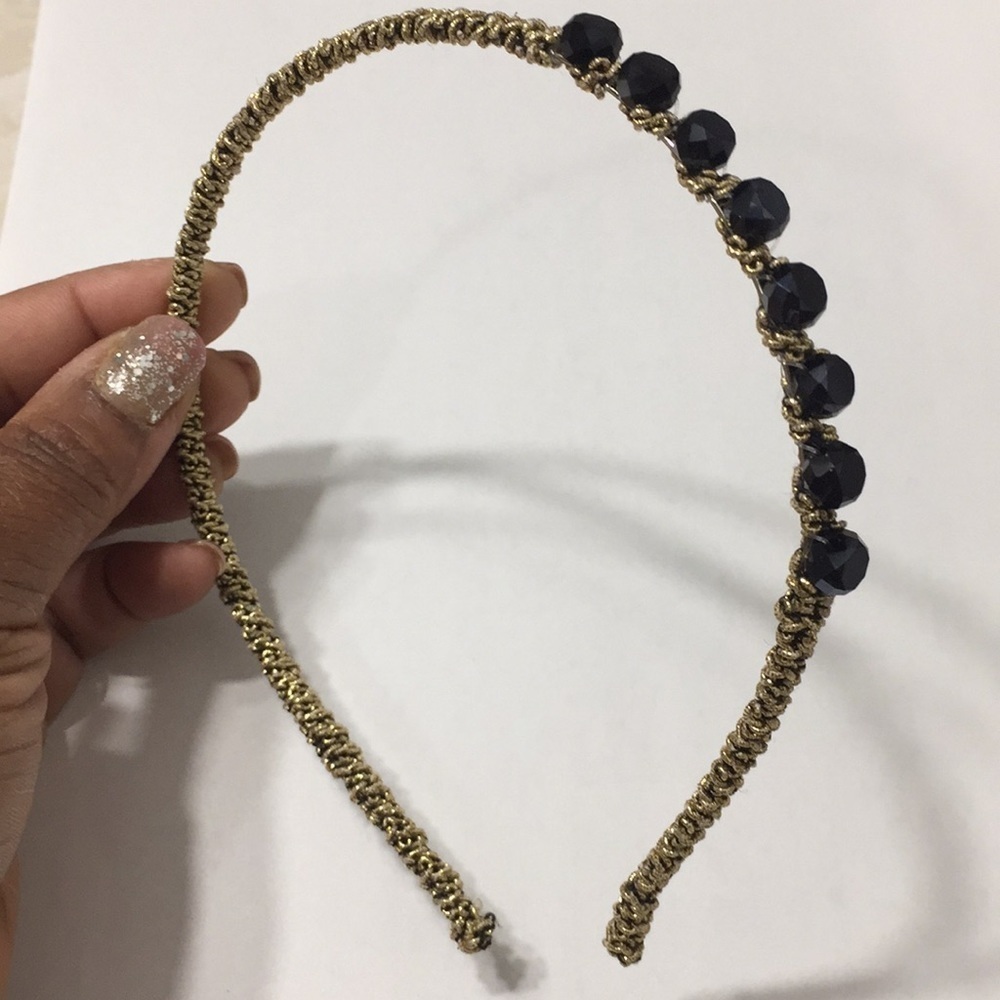 Black Jeweled Gold Head Band